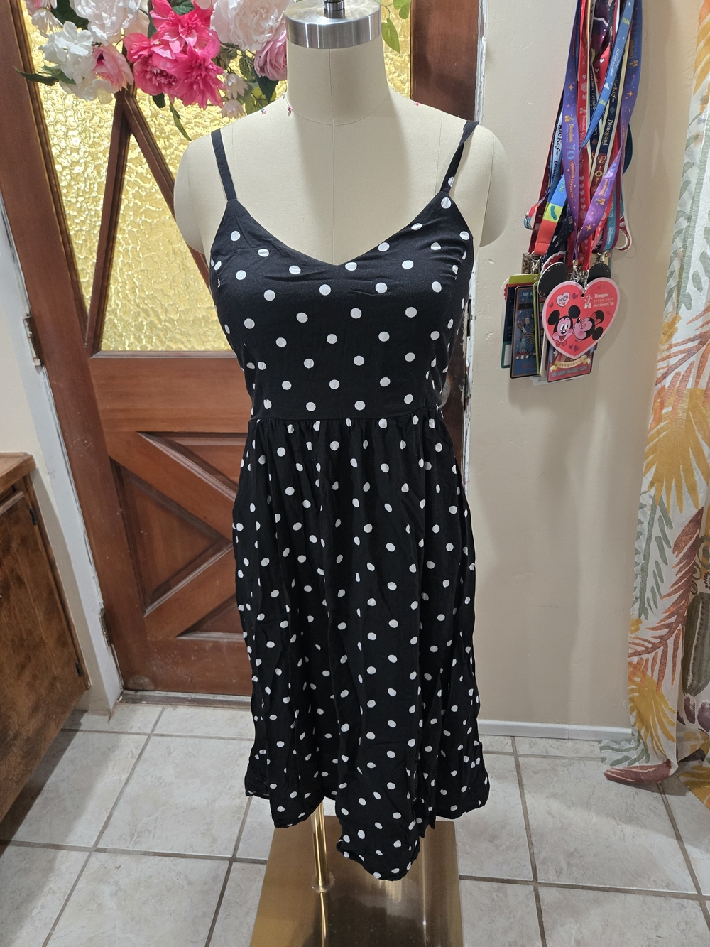 Old Navy Black Dress with White Polka Dots